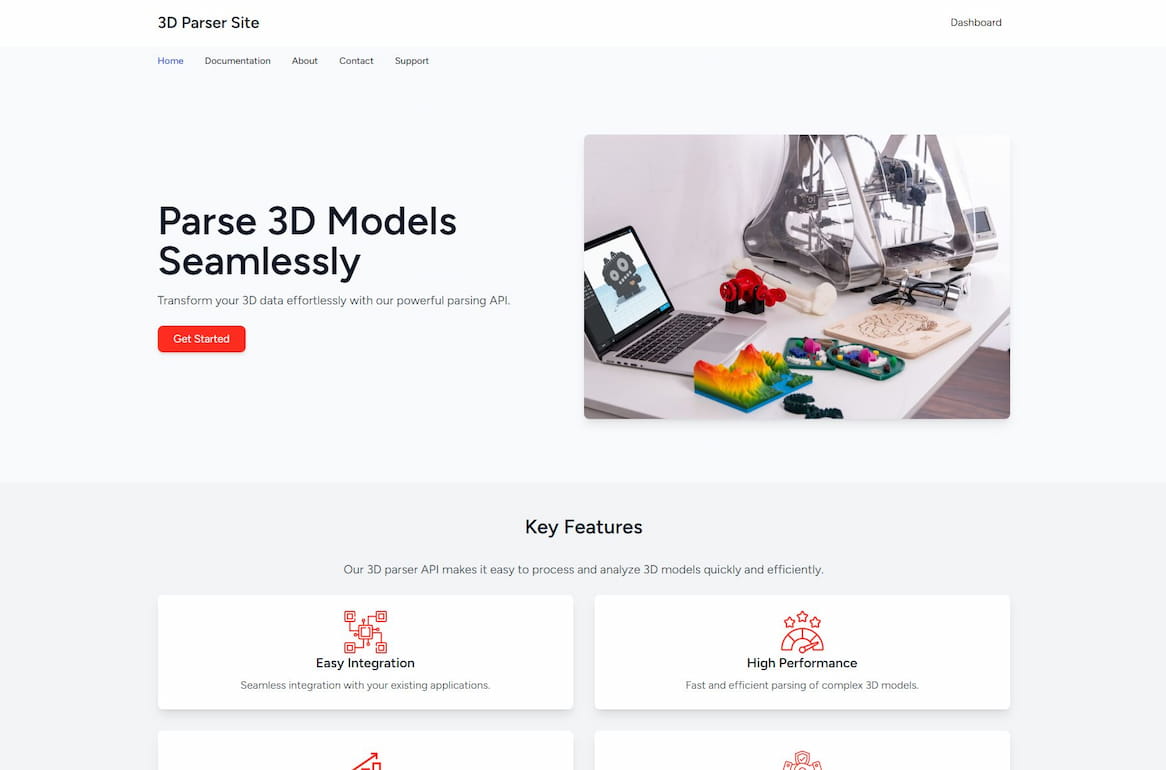 Screenshot: 3D Parser API